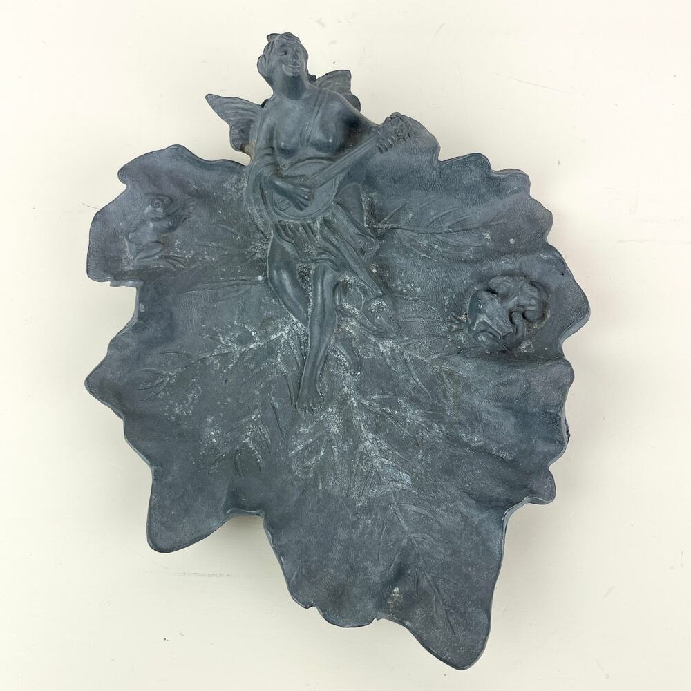 Metal Fairy Lilypad Leaf Tray Shallow Bowl